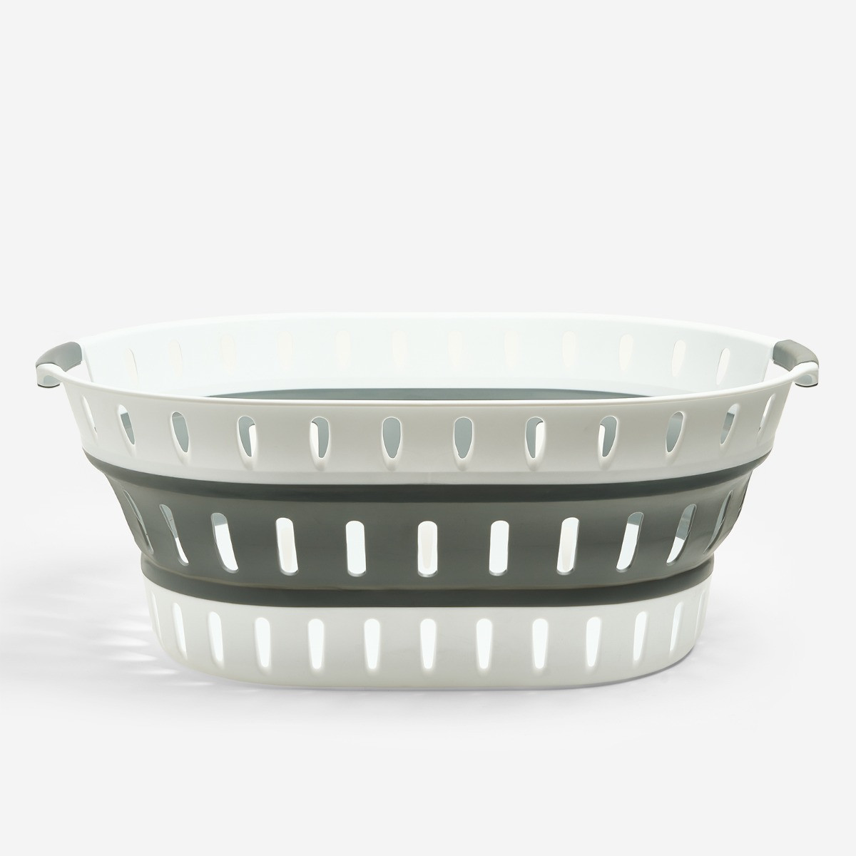 OHS Collapsible Laundry Basket - White/Grey>