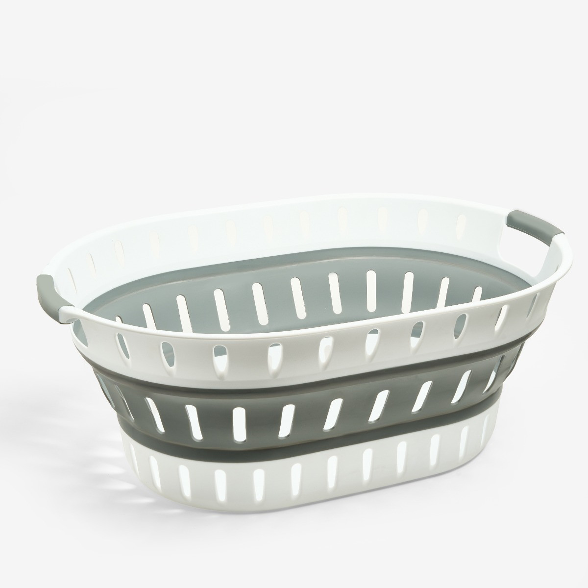 OHS Collapsible Laundry Basket - White/Grey>
