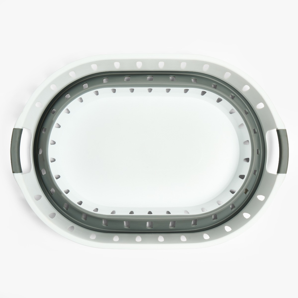 OHS Collapsible Laundry Basket - White/Grey>