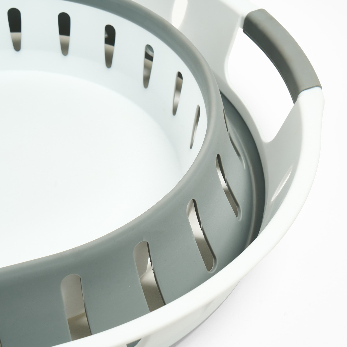 OHS Collapsible Laundry Basket - White/Grey>