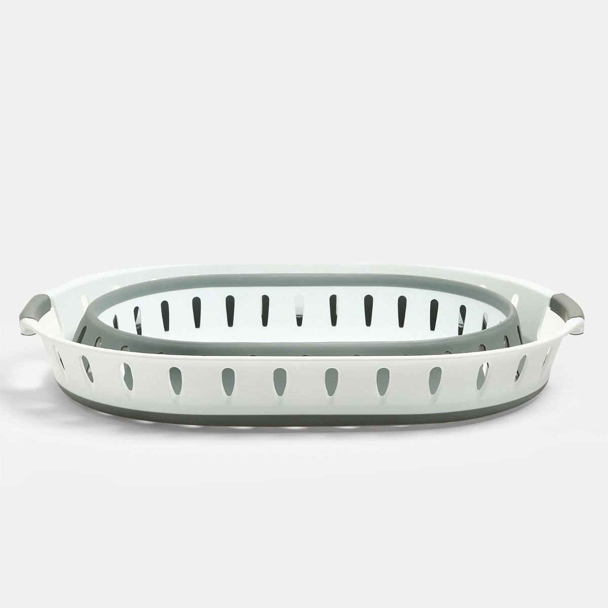 OHS Collapsible Laundry Basket - White/Grey>