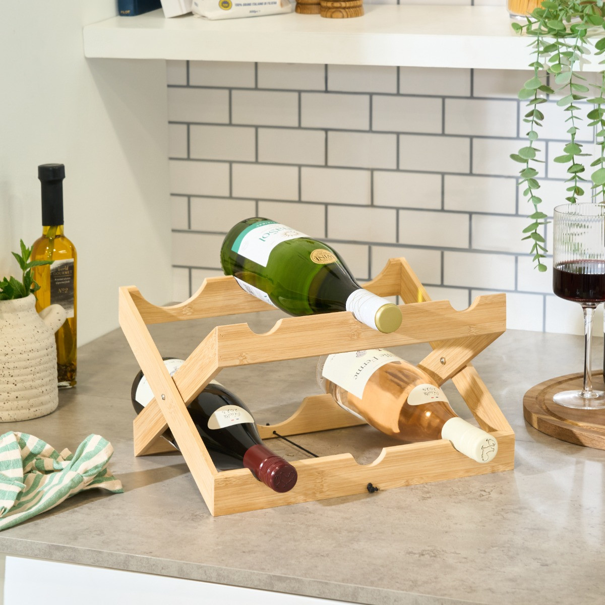 OHS Bamboo Wine Rack - Natural>