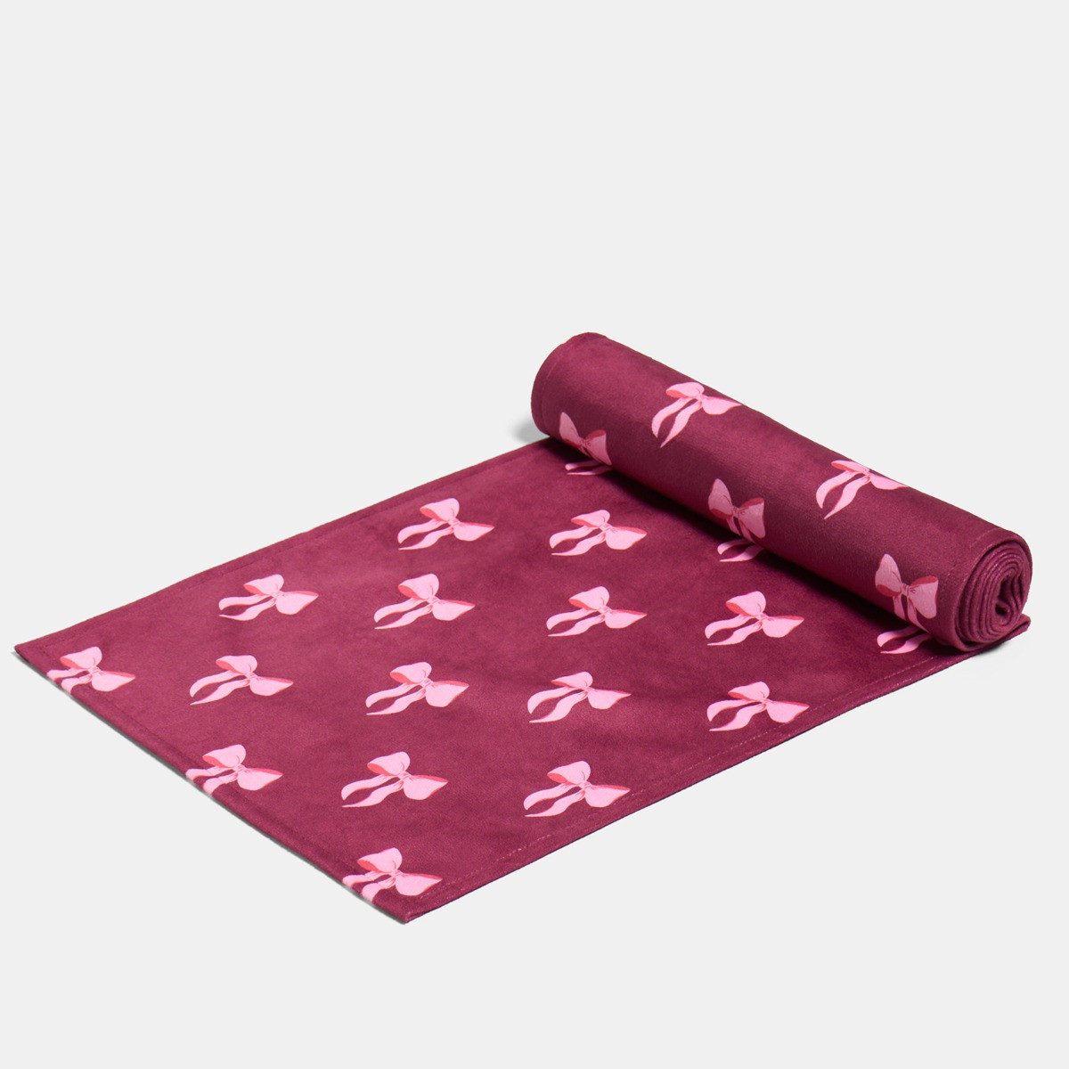 OHS Bow Print Table Runner - Burgundy>