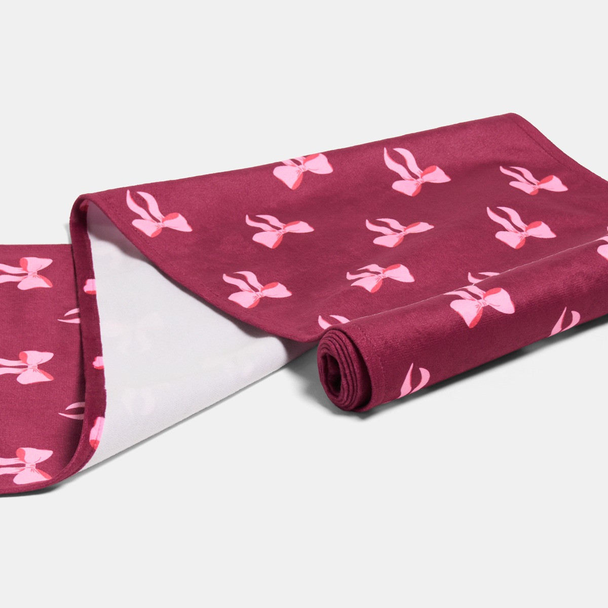 OHS Bow Print Table Runner - Burgundy>