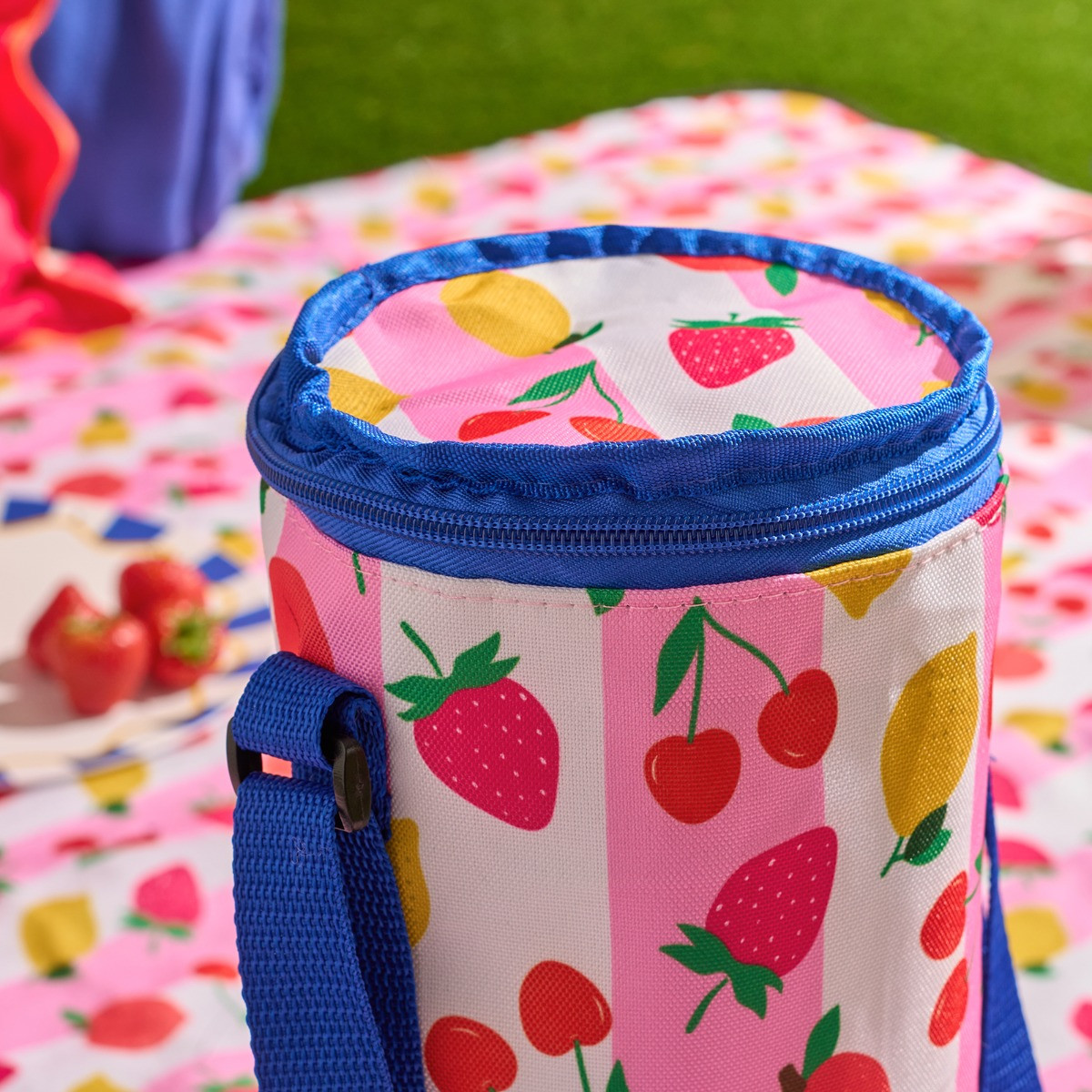 OHS Fruit Print Wine Bottle Cooler - Pink>