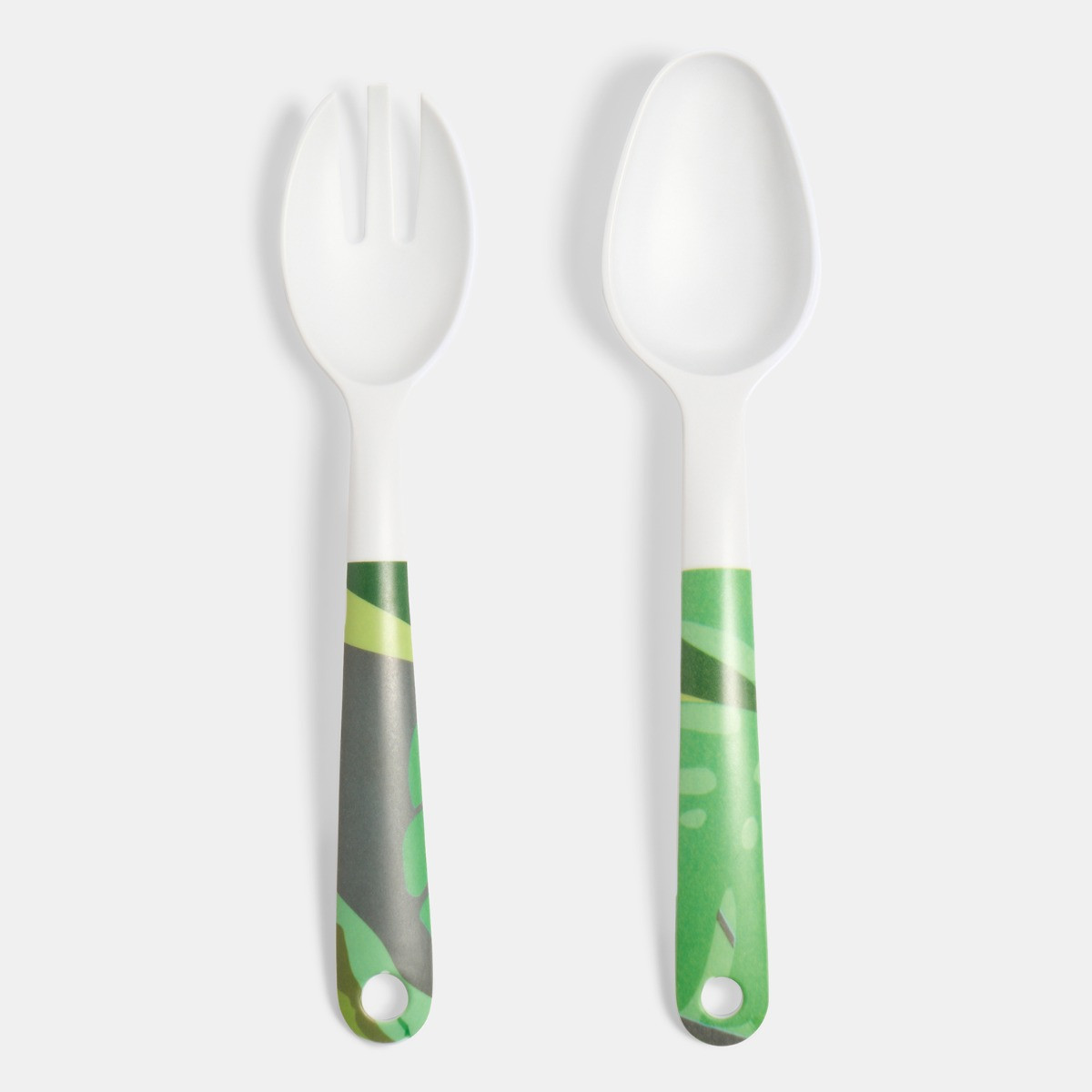 OHS Palm Print Picnic Salad Bowl & Utensil Set - Green>