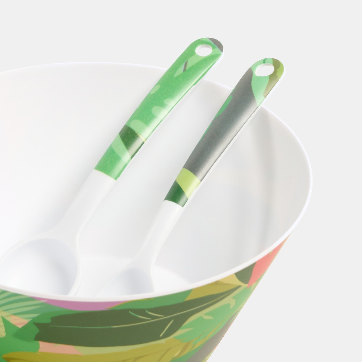 OHS Palm Print Picnic Salad Bowl & Utensil Set - Green>