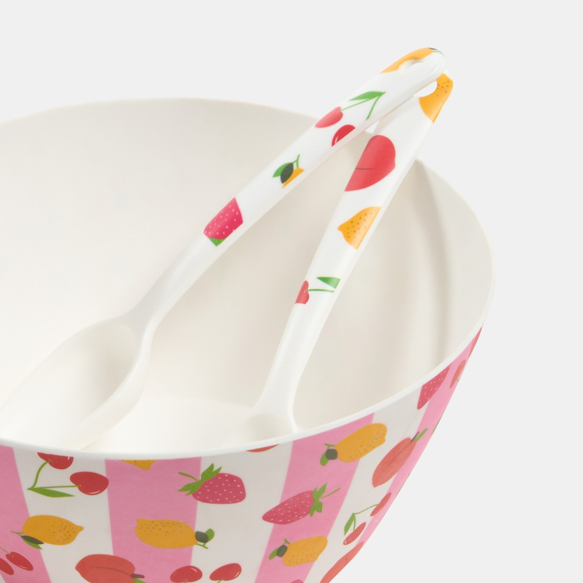OHS Fruit Print Picnic Salad Bowl & Utensil Set - Pink>