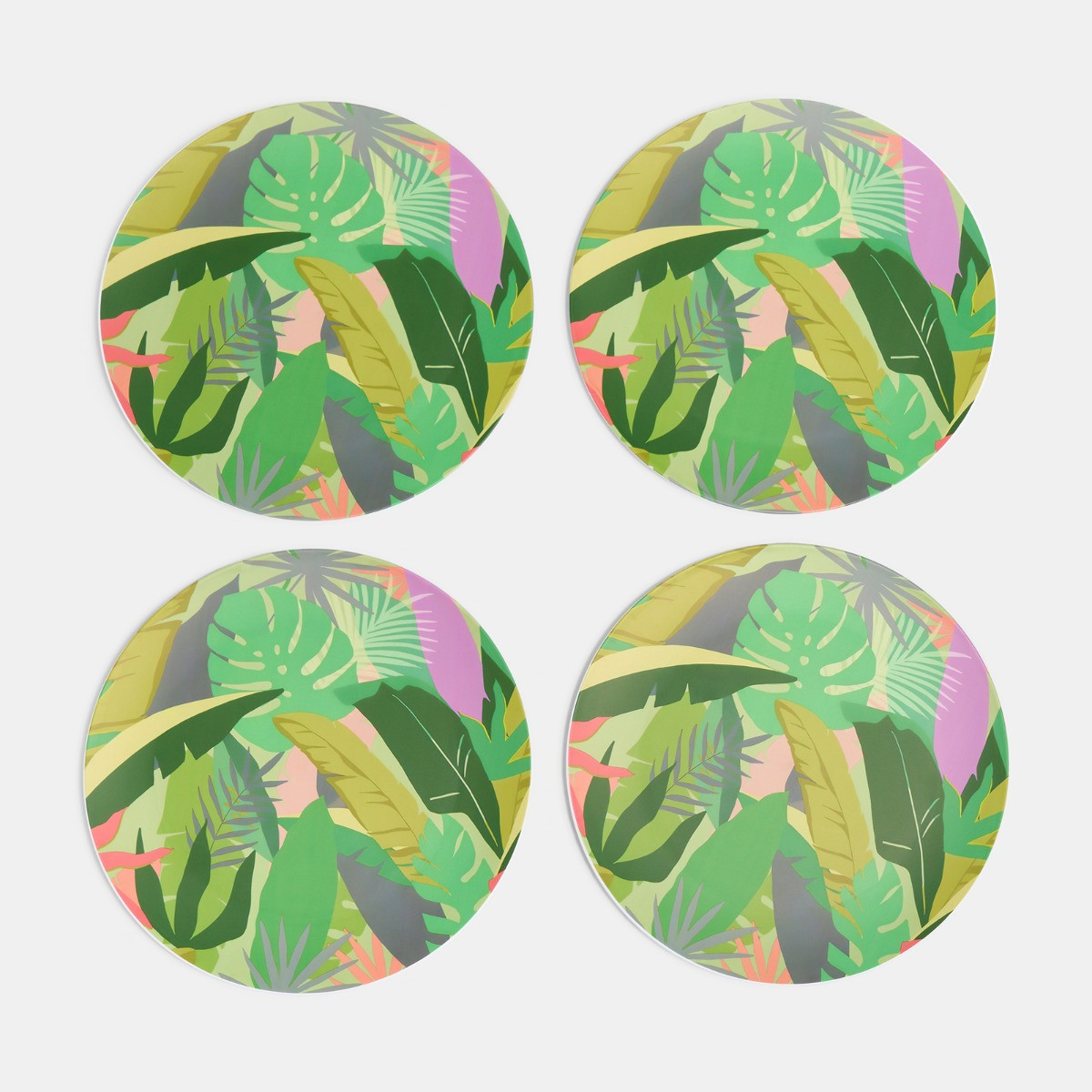 OHS Palm Print Picnic Plates, Green - 4 Pack>