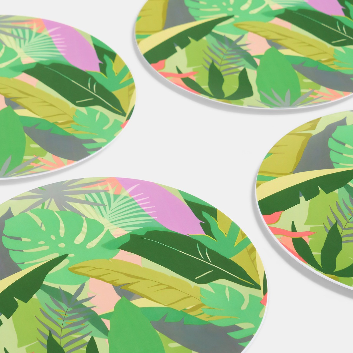 OHS Palm Print Picnic Plates, Green - 4 Pack>