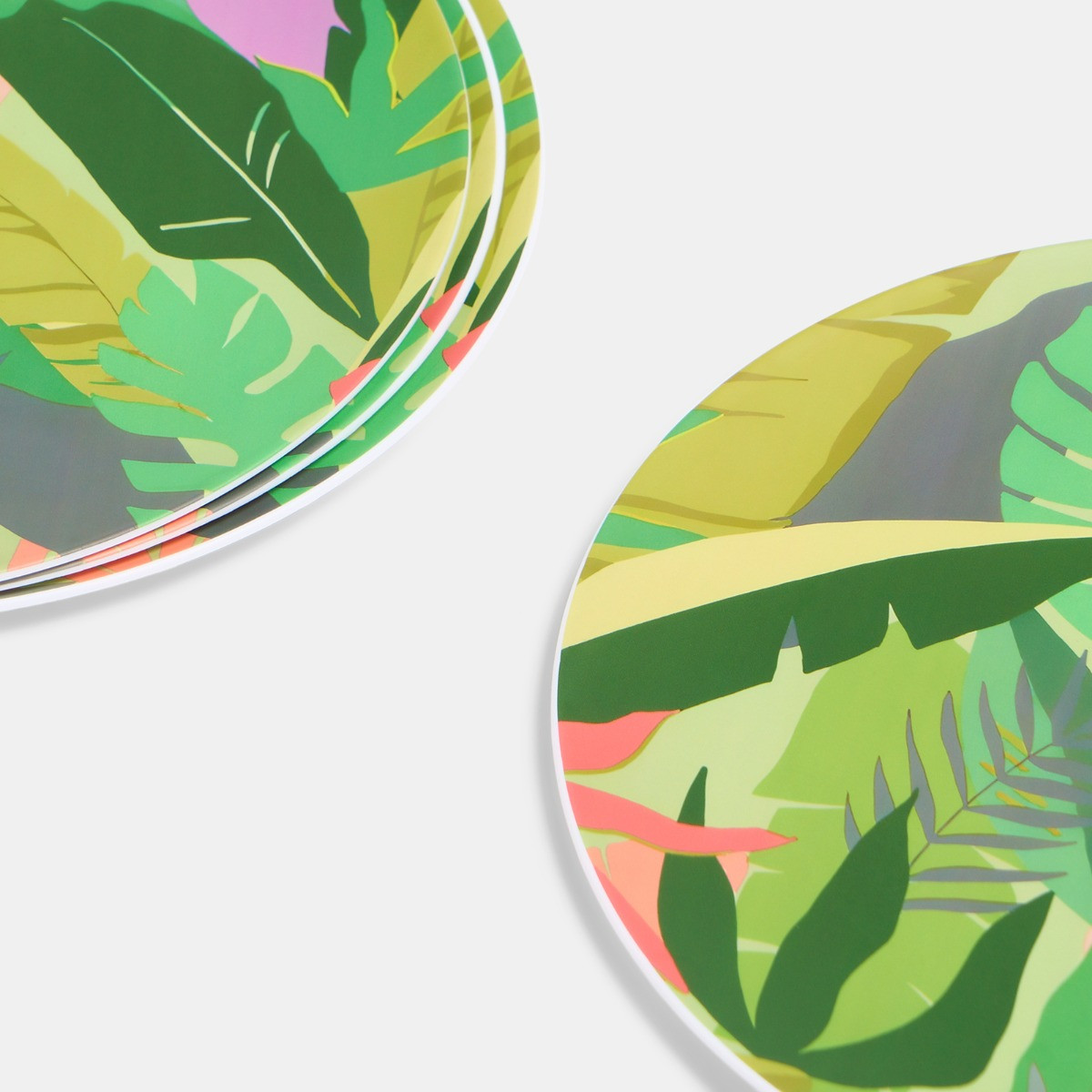 OHS Palm Print Picnic Plates, Green - 4 Pack>