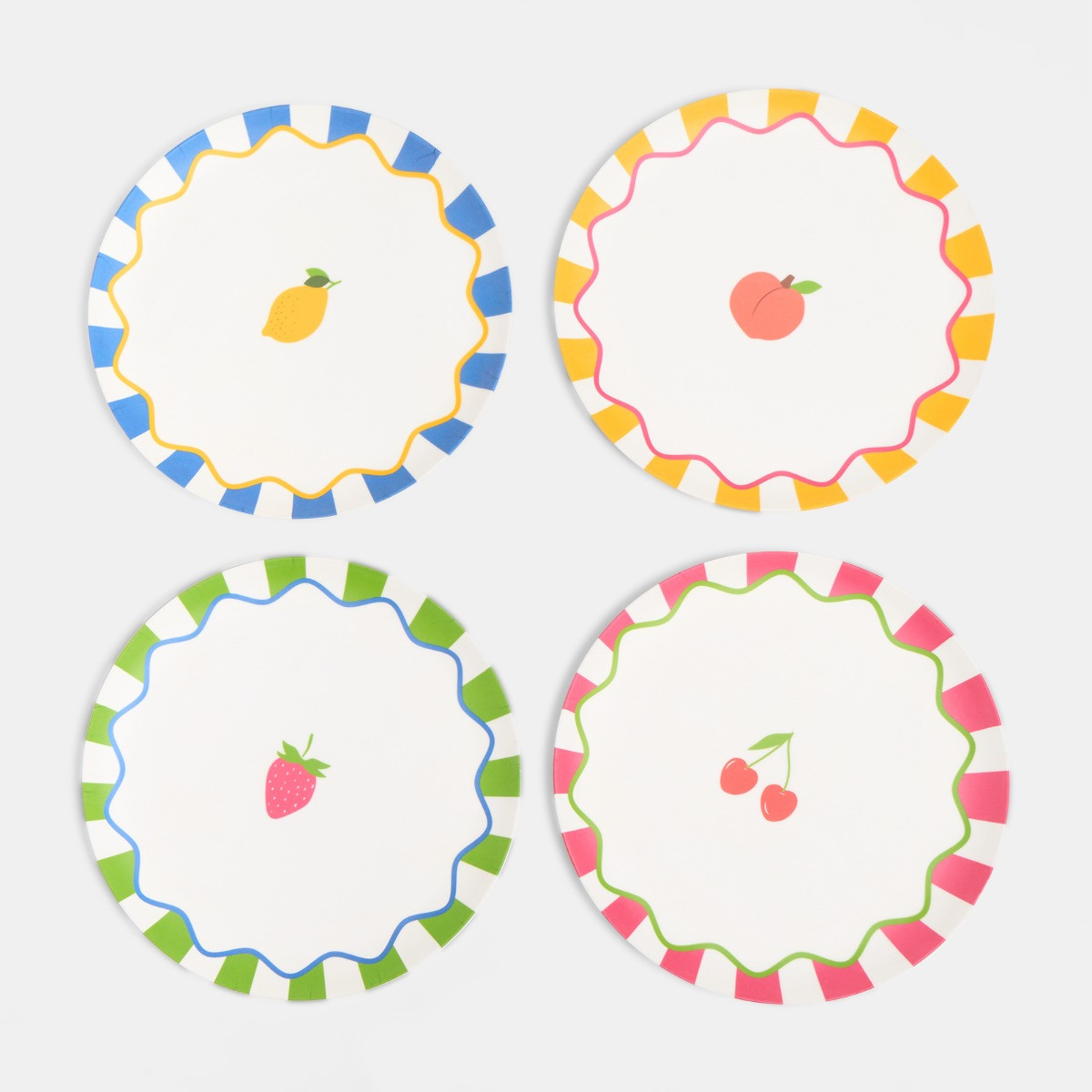 OHS Fruit Print Picnic Plates, Pink - 4 Pack>