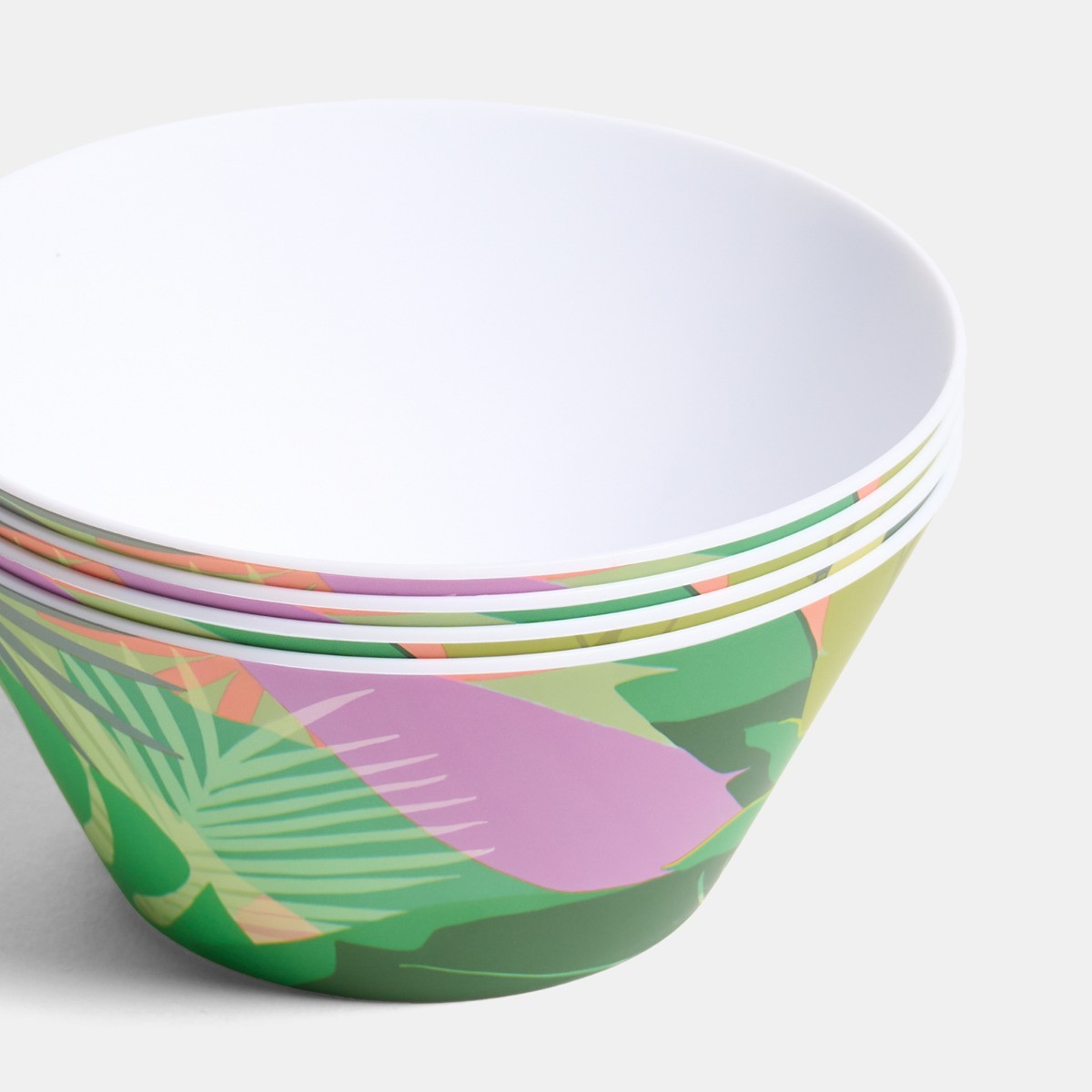 OHS Palm Print Picnic Bowls, Green - 4 Pack>
