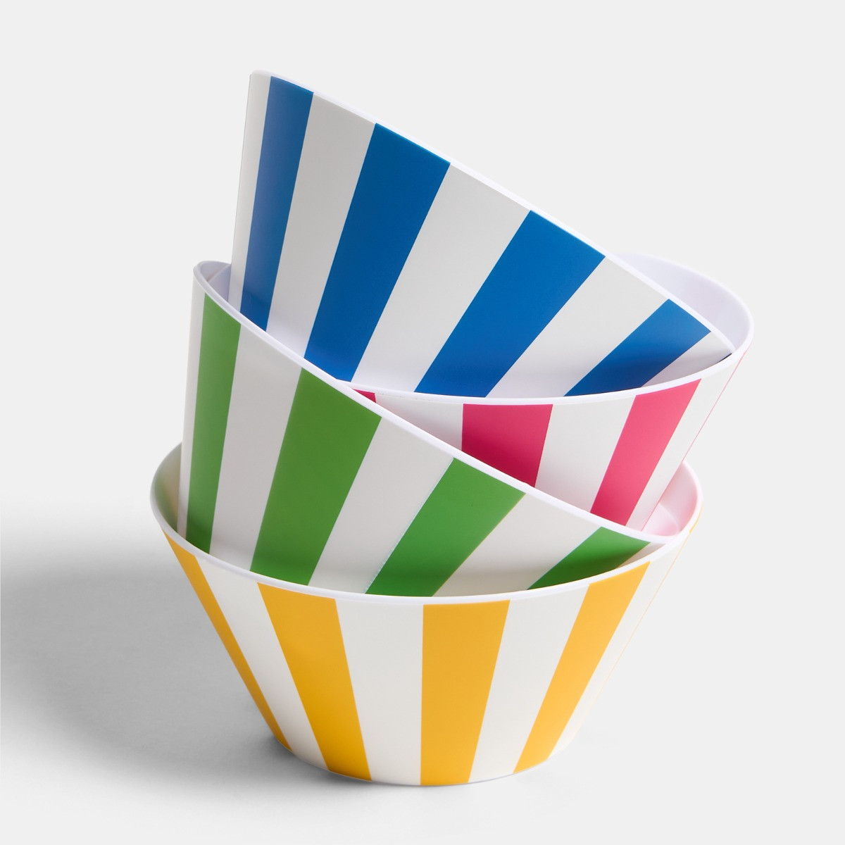 OHS Stripe Print Picnic Bowls, Pink - 4 Pack>