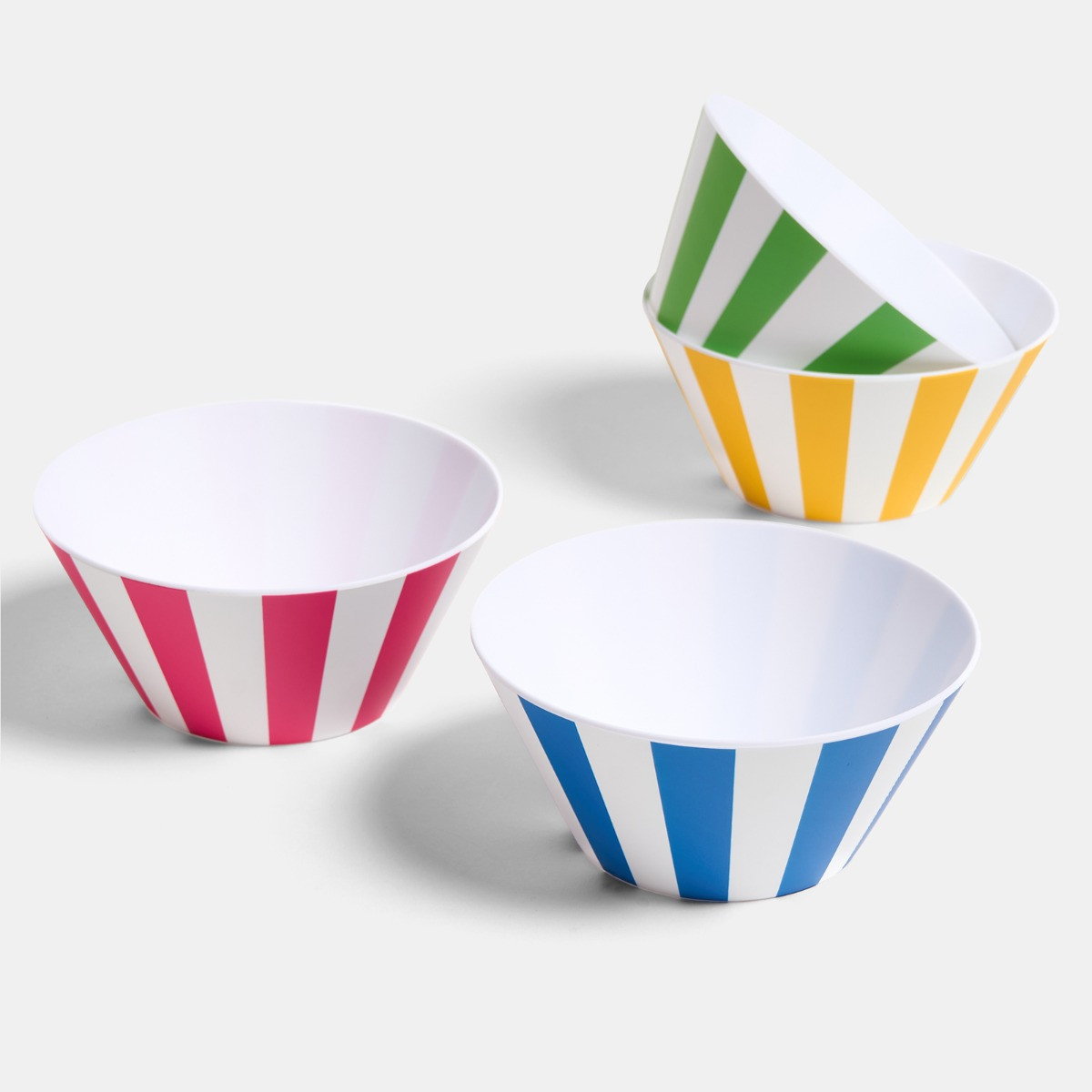 OHS Stripe Print Picnic Bowls, Pink - 4 Pack>