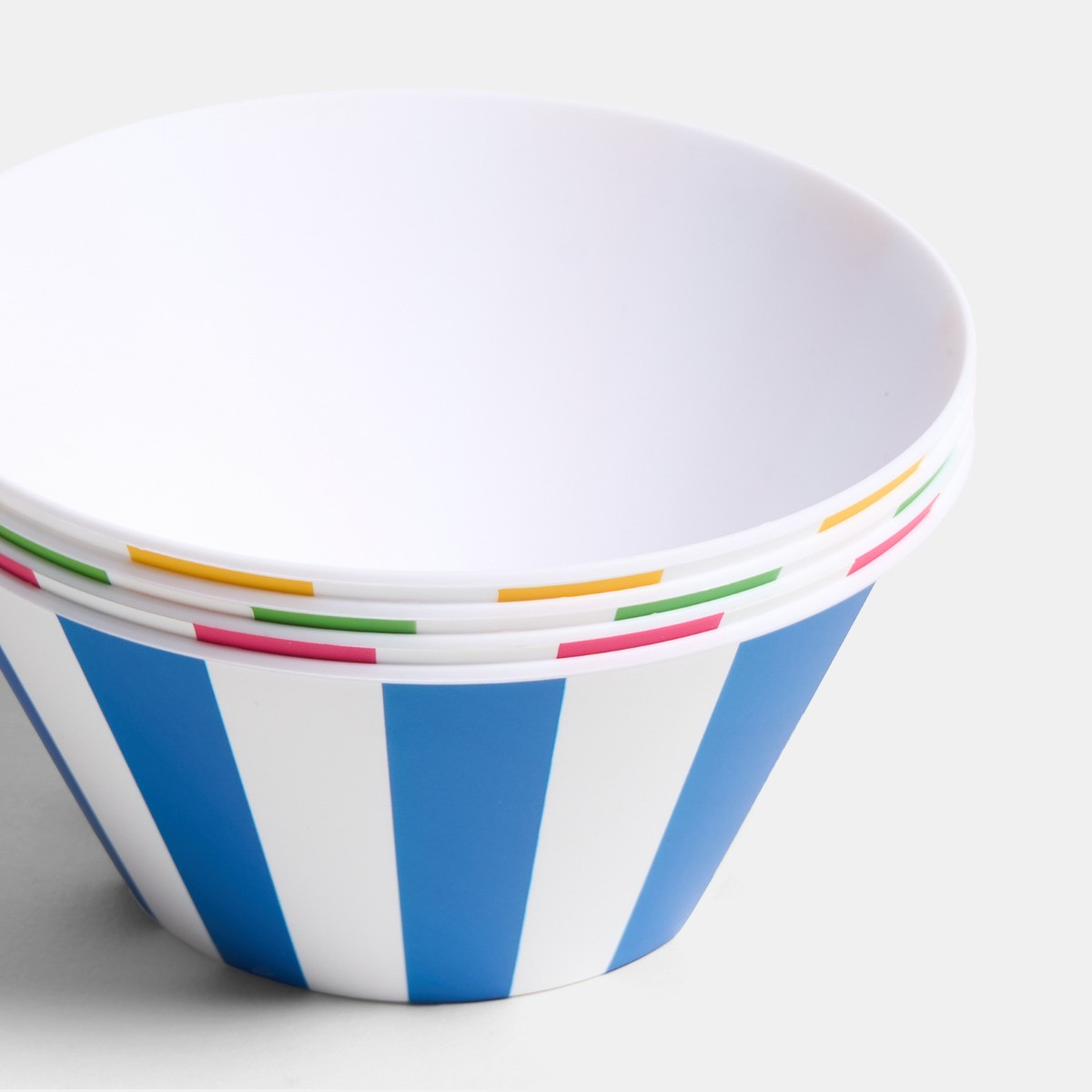 OHS Stripe Print Picnic Bowls, Pink - 4 Pack>