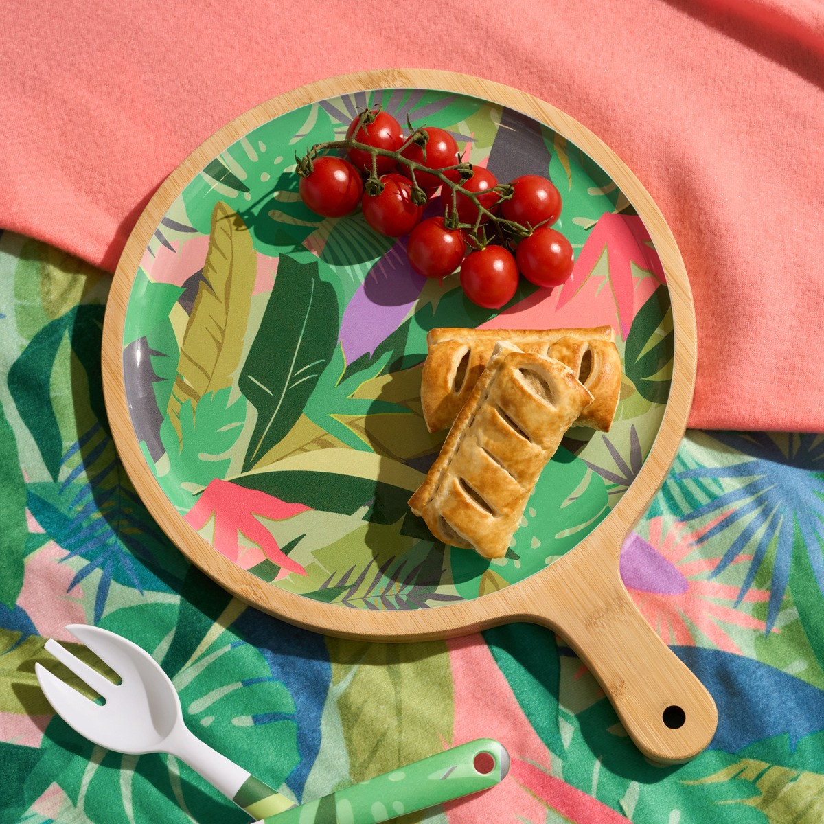 OHS Palm Print Bamboo Picnic Serving Board - Green>