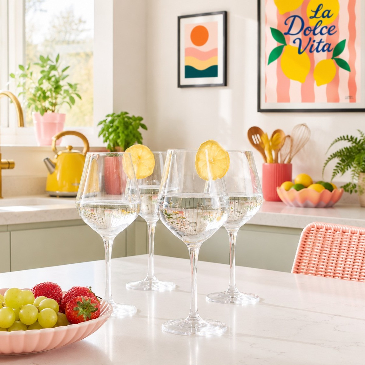 OHS Plastic Wine Glasses, Clear - 4 Pack>