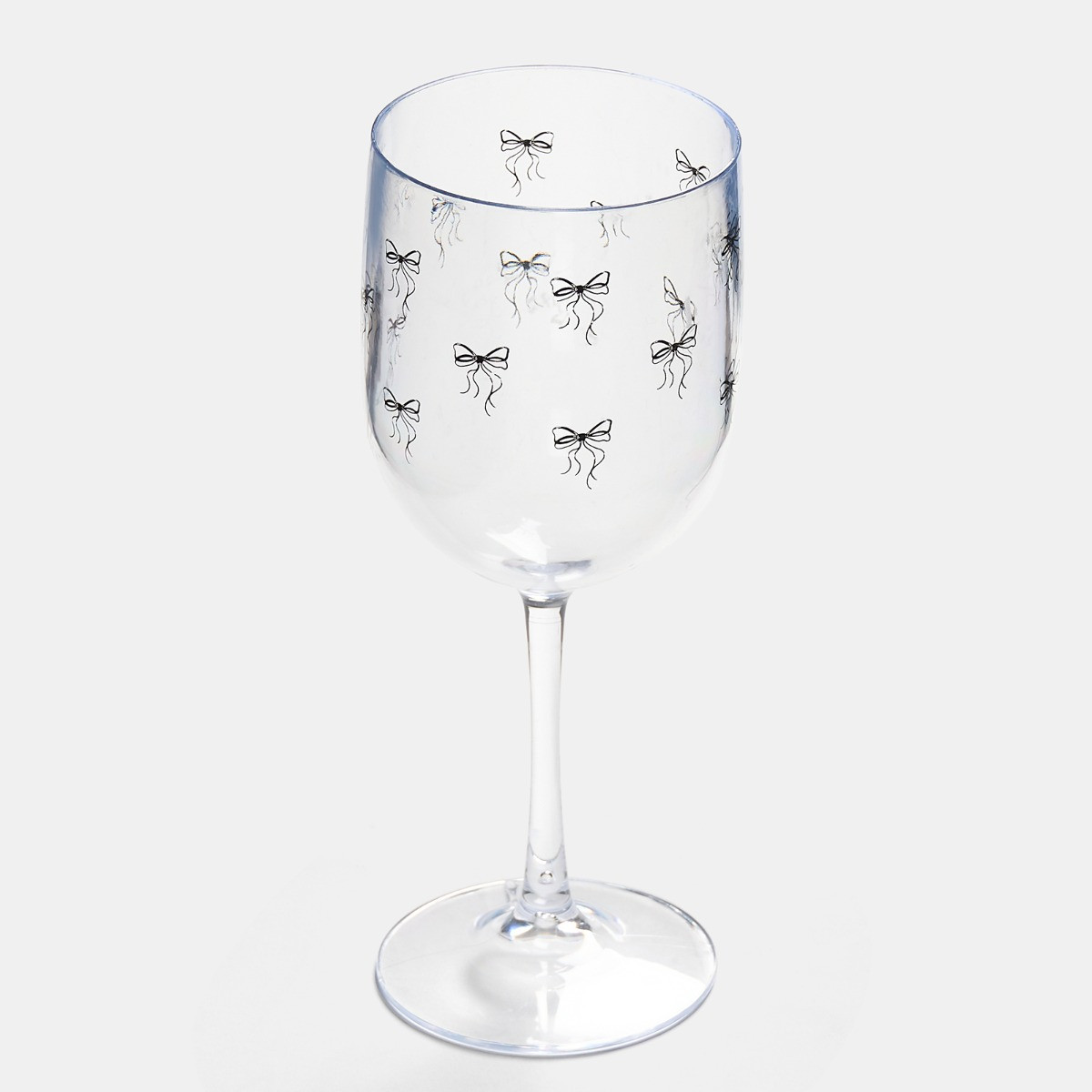 OHS Bow Print Plastic Wine Glasses, Monochrome/Clear - 4 Pack>