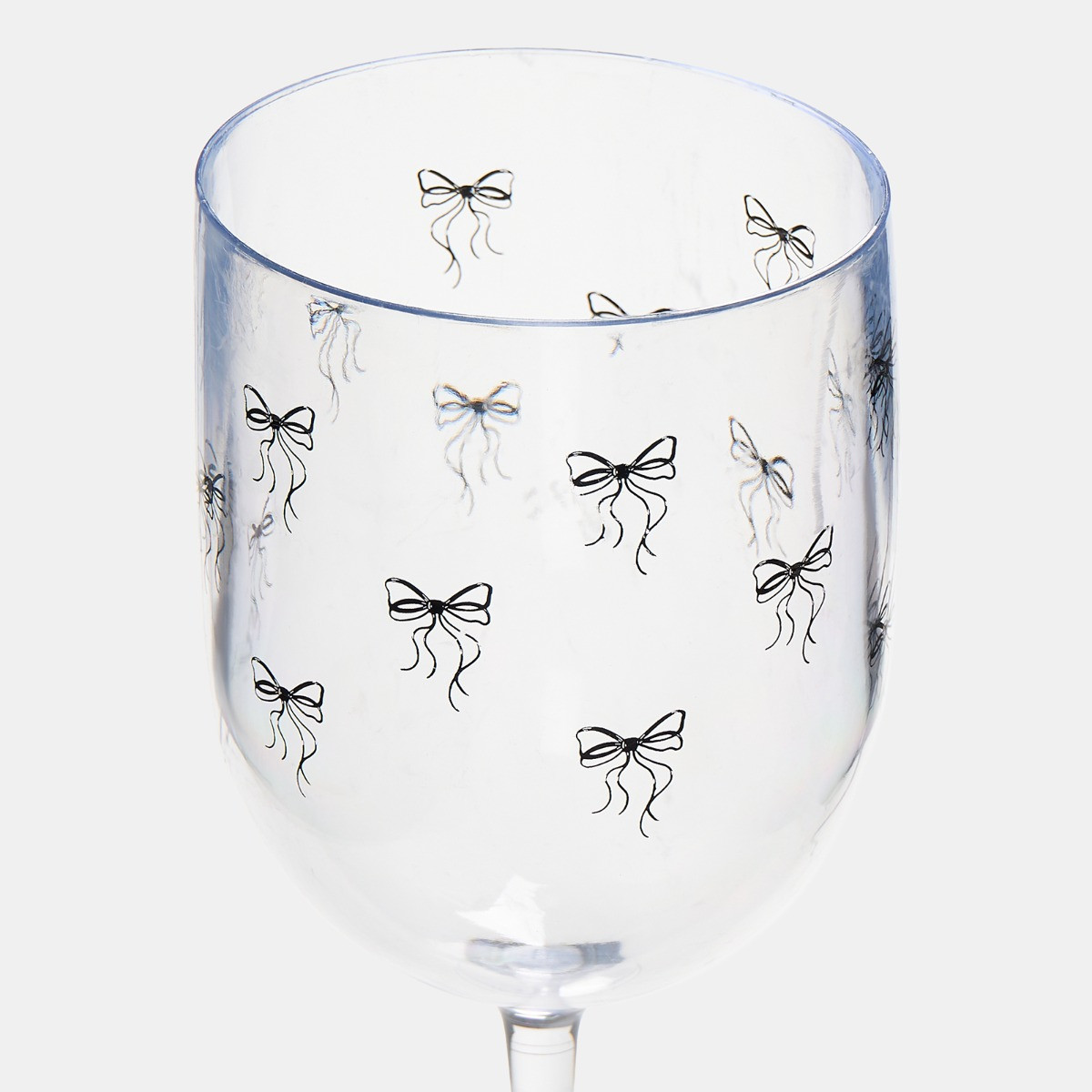 OHS Bow Print Plastic Wine Glasses, Monochrome/Clear - 4 Pack>