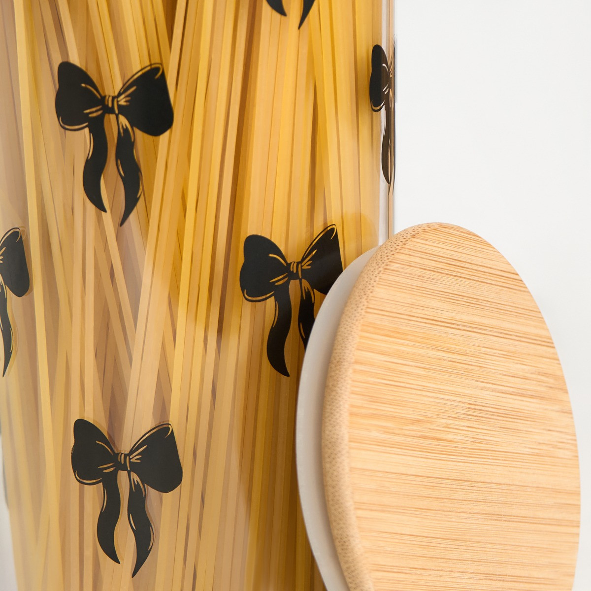 OHS Tall Bow Plastic Round Storage Container with Bamboo Lid - Clear/Black>