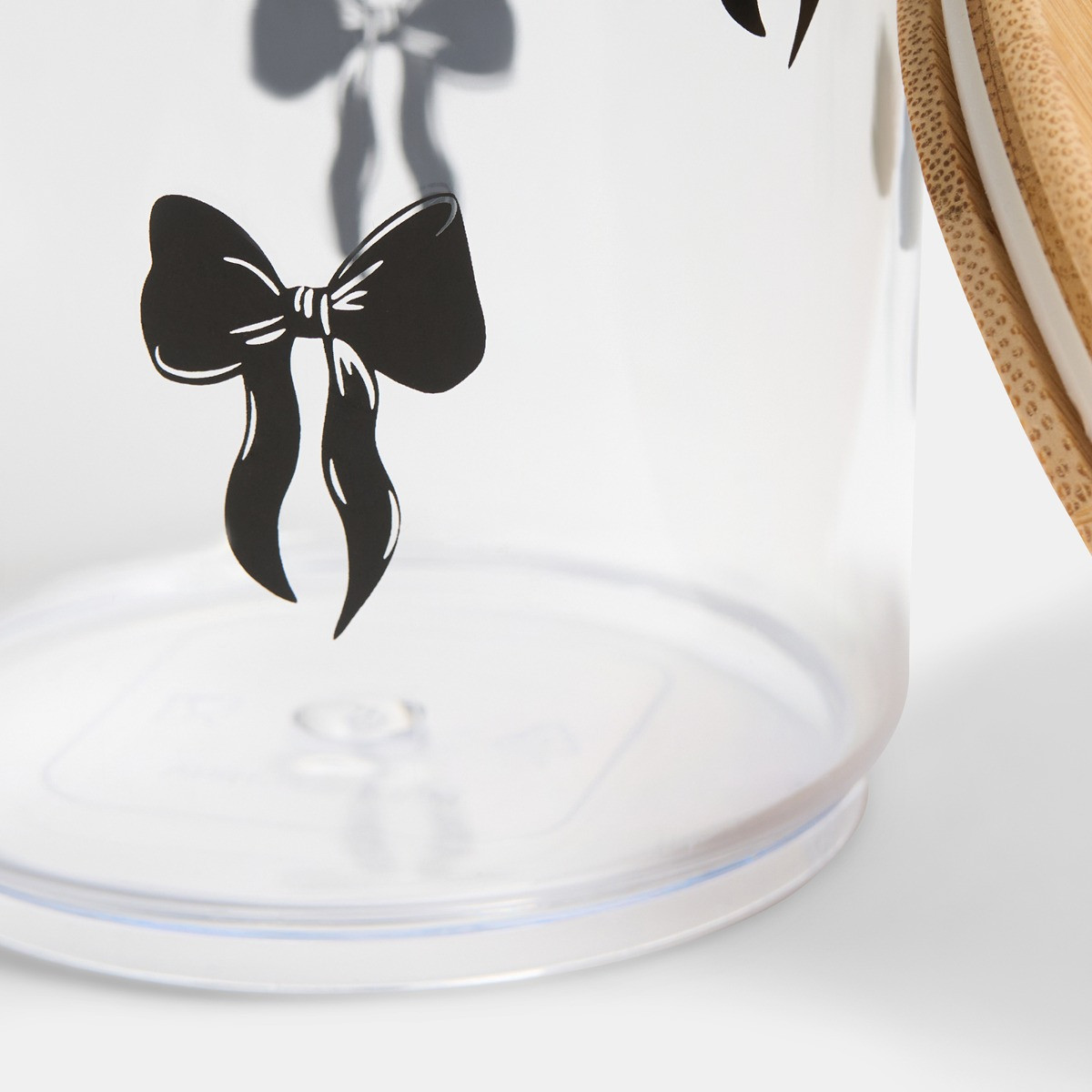 OHS Tall Bow Plastic Round Storage Container with Bamboo Lid - Clear/Black>