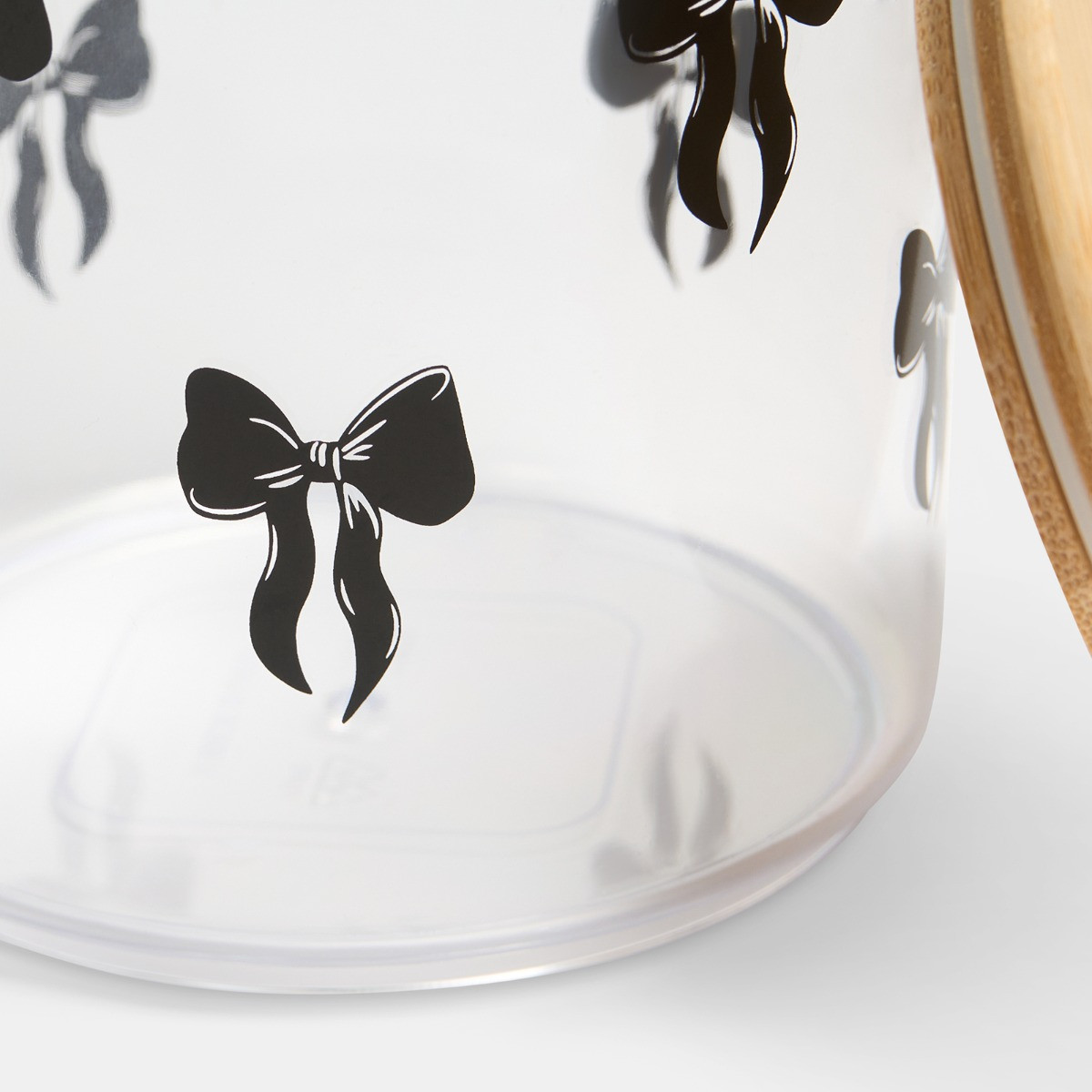 OHS Medium Bow Plastic Round Storage Container with Bamboo Lid - Clear/Black>