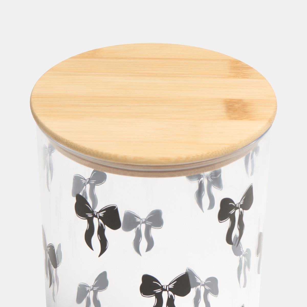 OHS Medium Bow Plastic Round Storage Container with Bamboo Lid - Clear/Black>