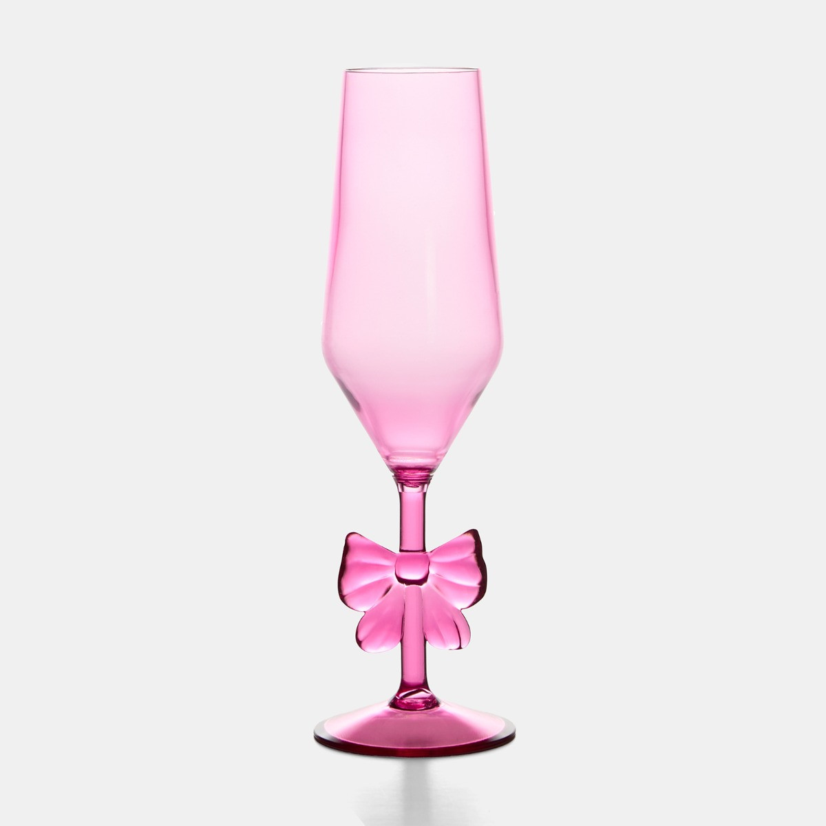 OHS Plastic Bow Flute Glasses, Pink - 2 Pack>