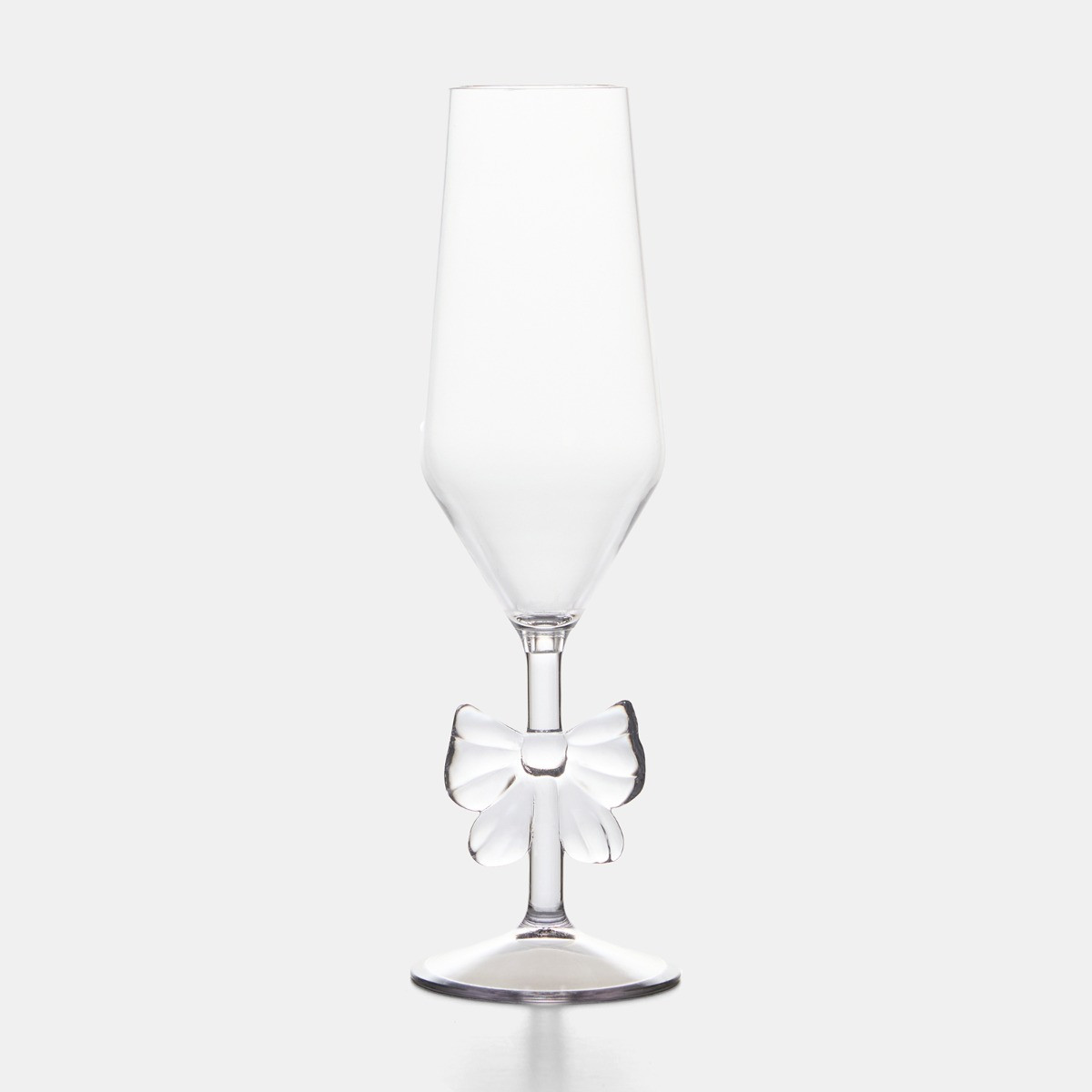 OHS Plastic Bow Flute Glasses, Clear - 2 Pack>