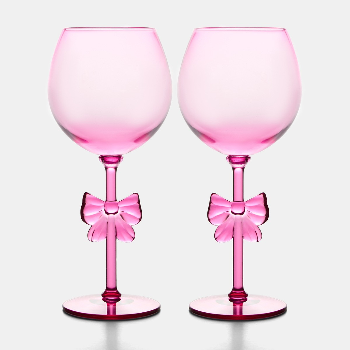 OHS Plastic Bow Wine Glasses, Pink - 2 Pack>