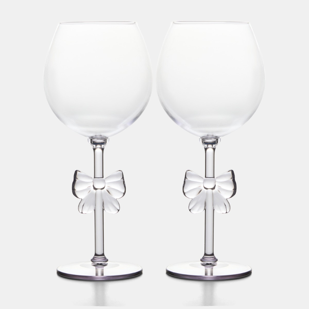 OHS Plastic Bow Wine Glasses, Clear - 2 Pack>