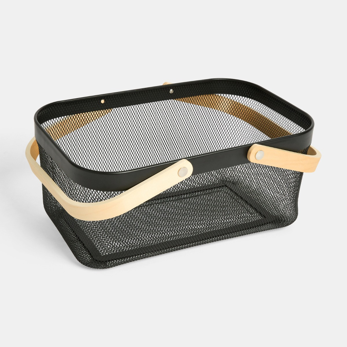 OHS Double Mesh Wire Metal Storage Basket - Black>