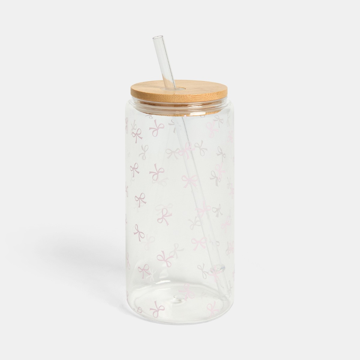 OHS Bow Print Plastic Drinking Jars, Clear - 2 Pack>