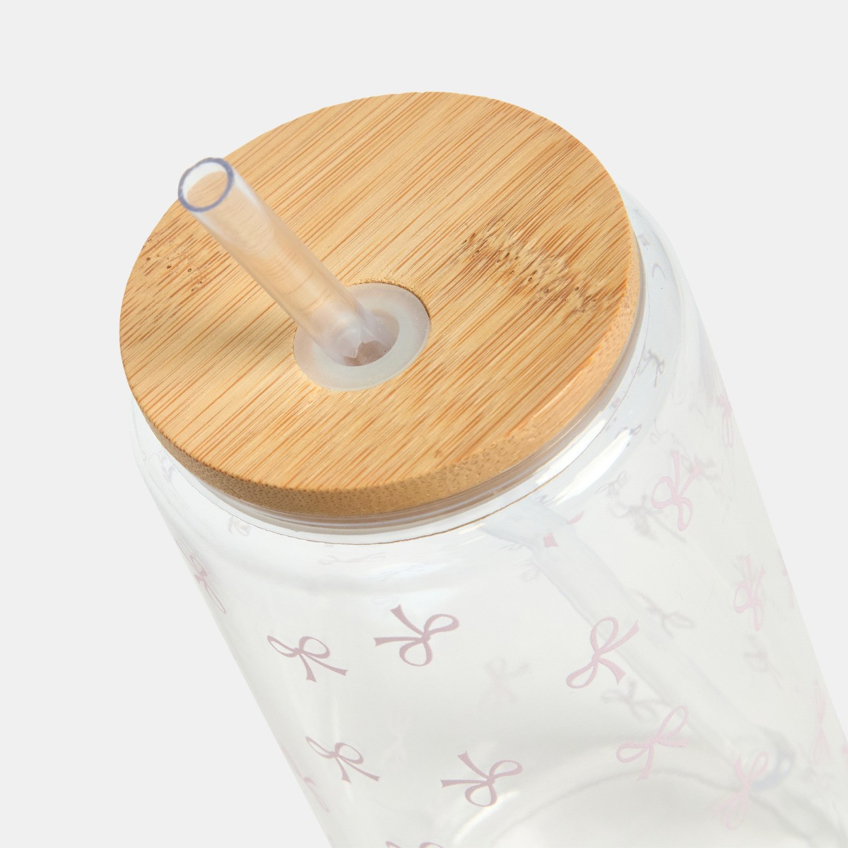 OHS Bow Print Plastic Drinking Jars, Clear - 2 Pack>