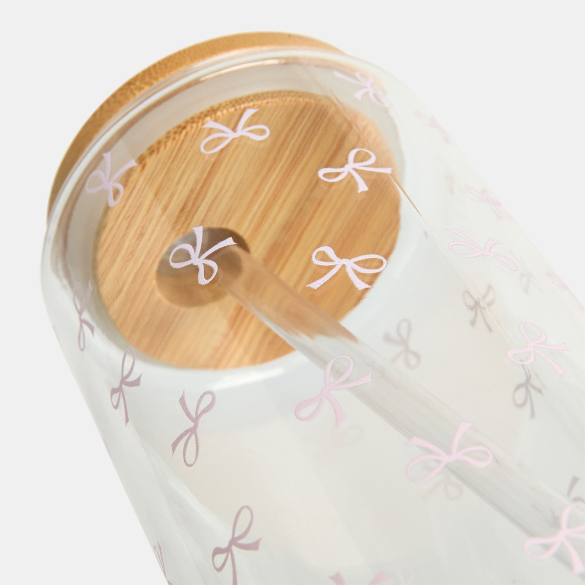 OHS Bow Print Plastic Drinking Jars, Clear - 2 Pack>