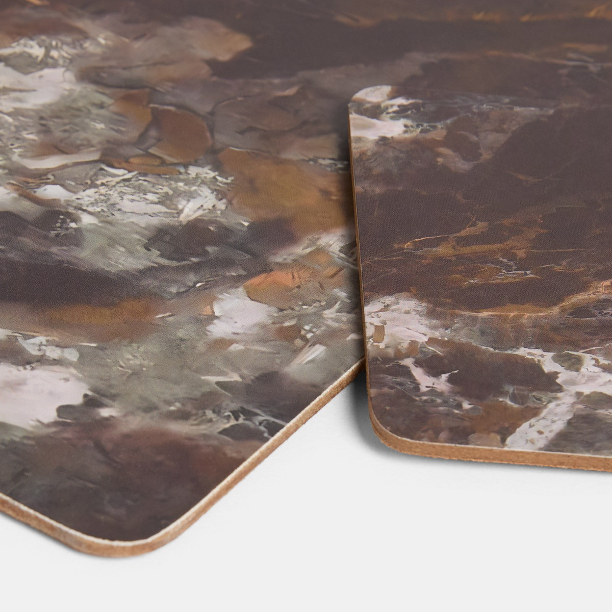 OHS 4 Pack Place Mat and Coaster Set - Brown Marble>