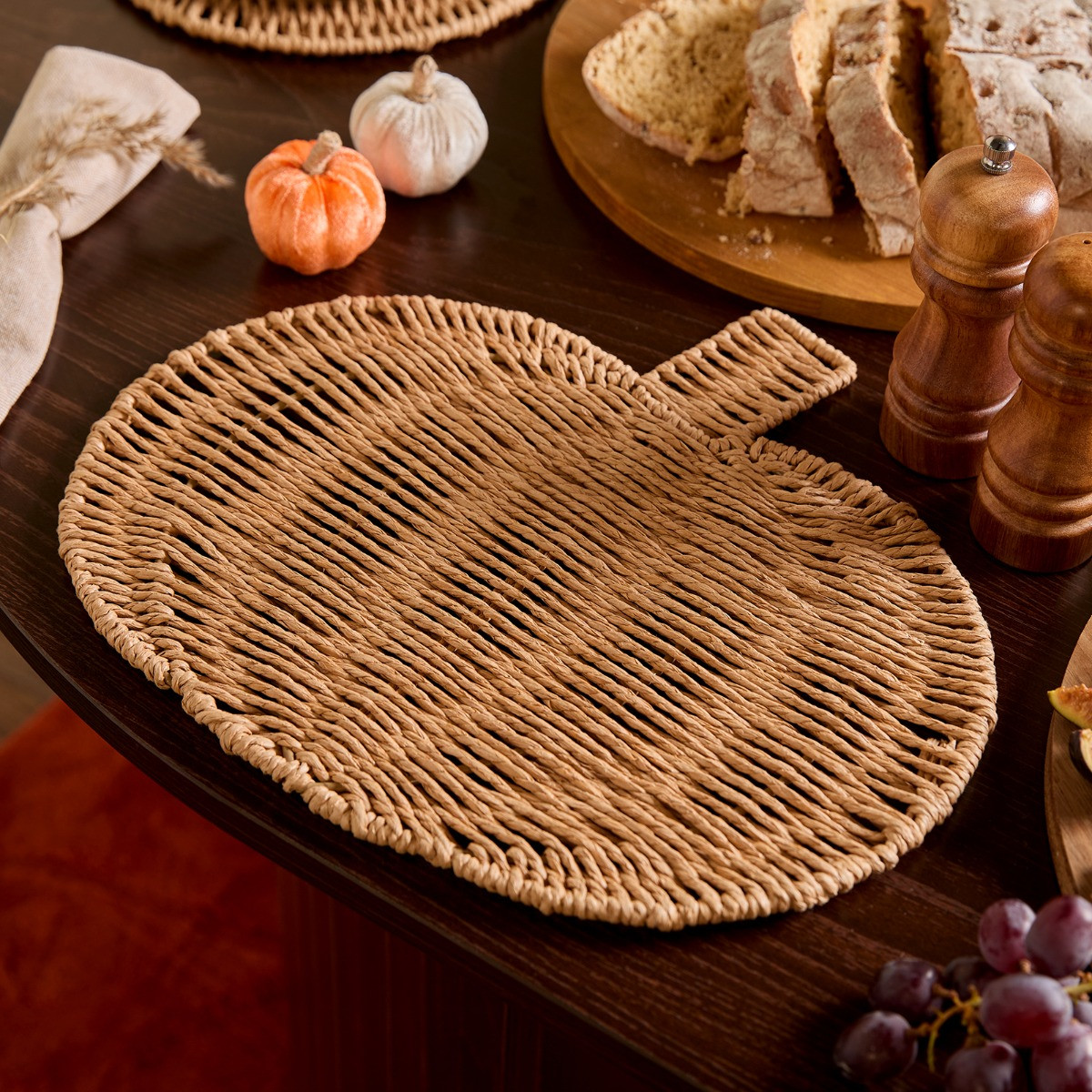 OHS 2 Pack Seagrass Pumpkin Placemats - Natural>
