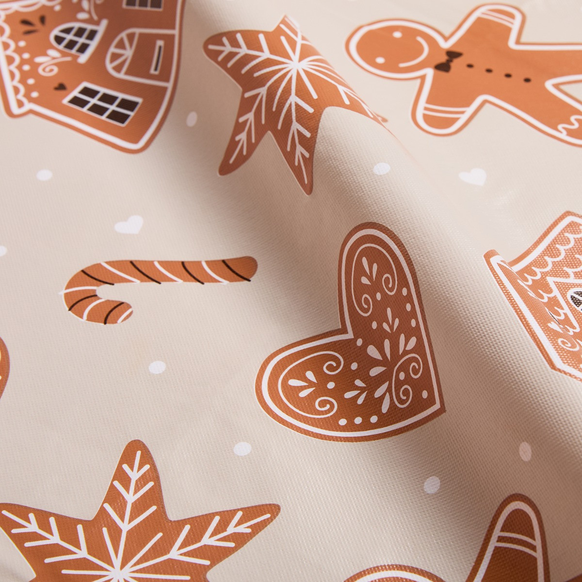 OHS Gingerbread Print Table Cloth - Natural>
