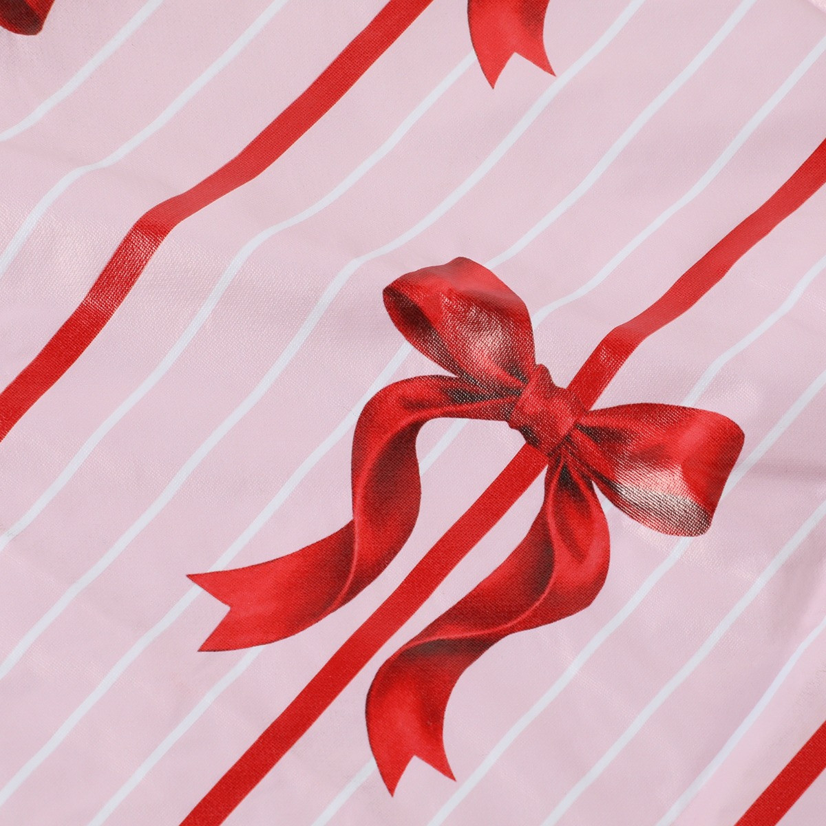 OHS Bow Print Table Cloth - Pink/Red>