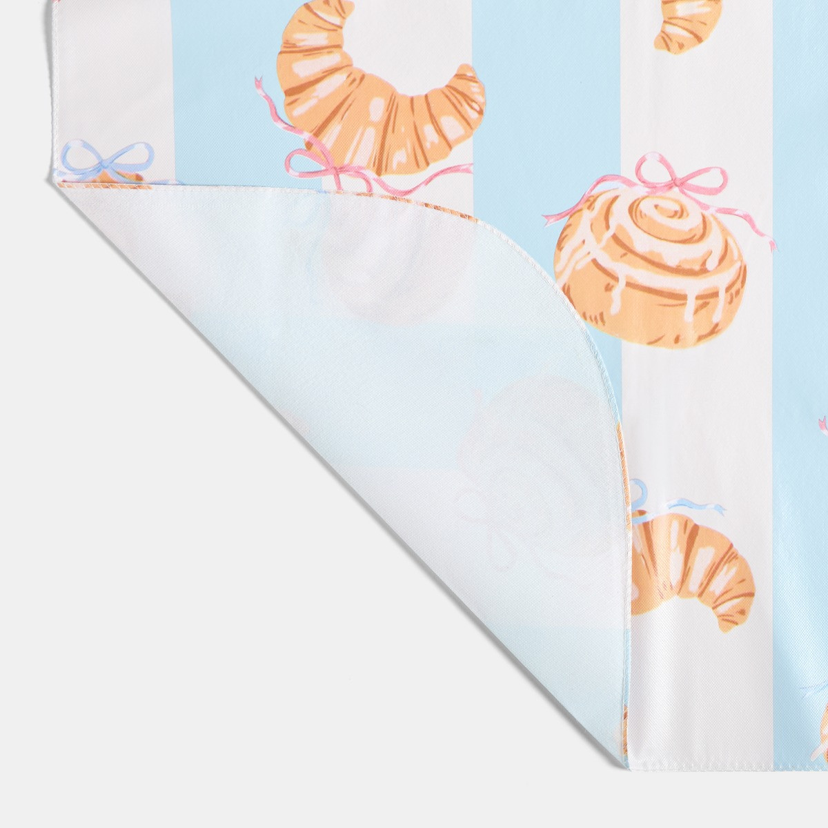 OHS Croissant Printed Table Cloth - Blue/White>