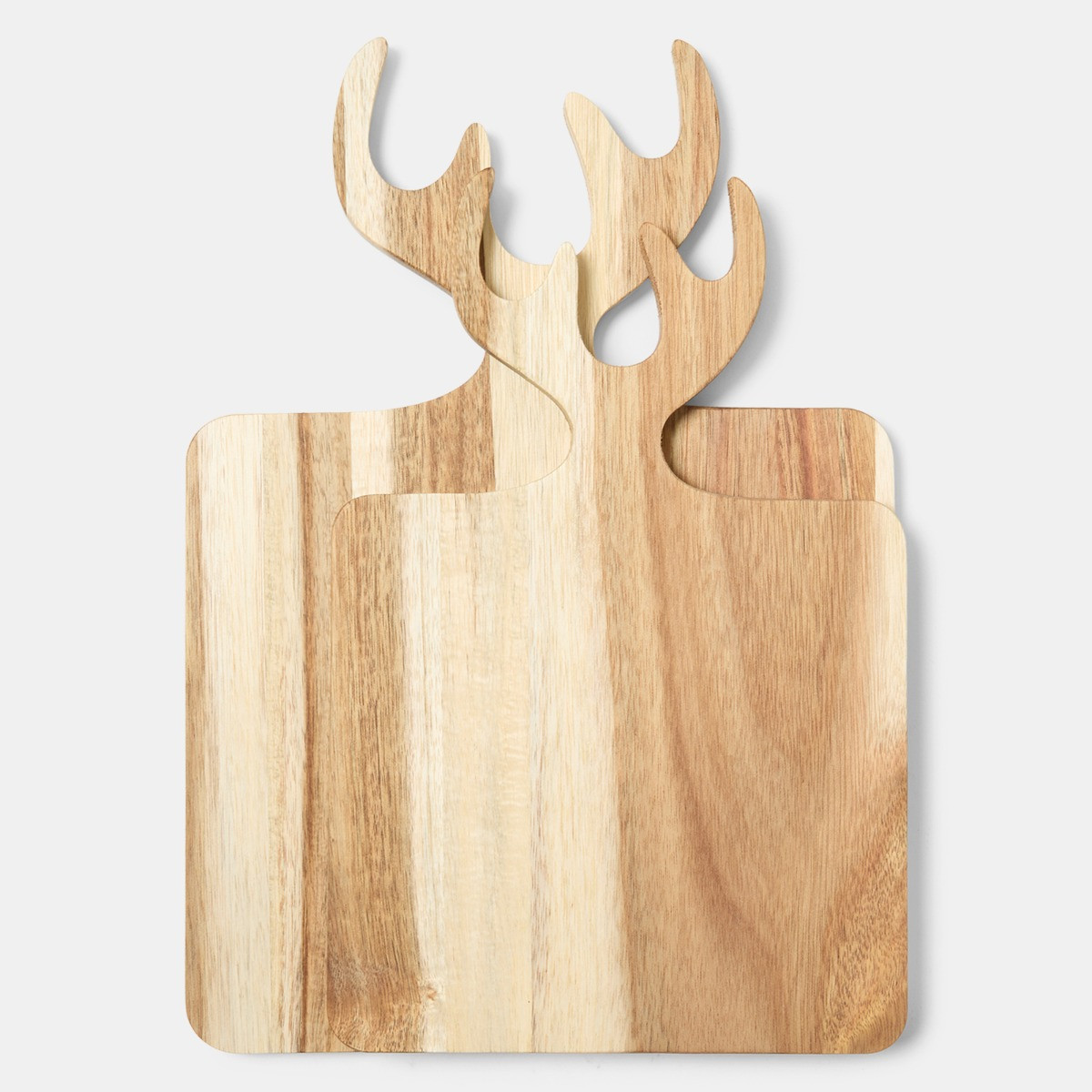OHS Reindeer Wooden Serving Board, Natural - 2 Pack>