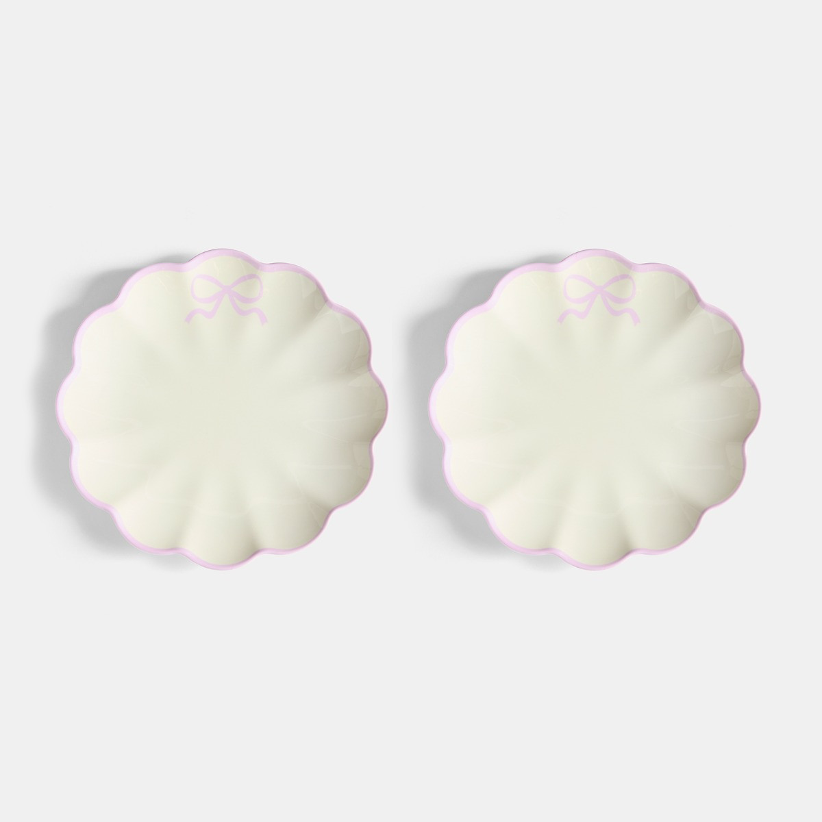 OHS 2 Pack Bow Scalloped Plate - Pink/White>