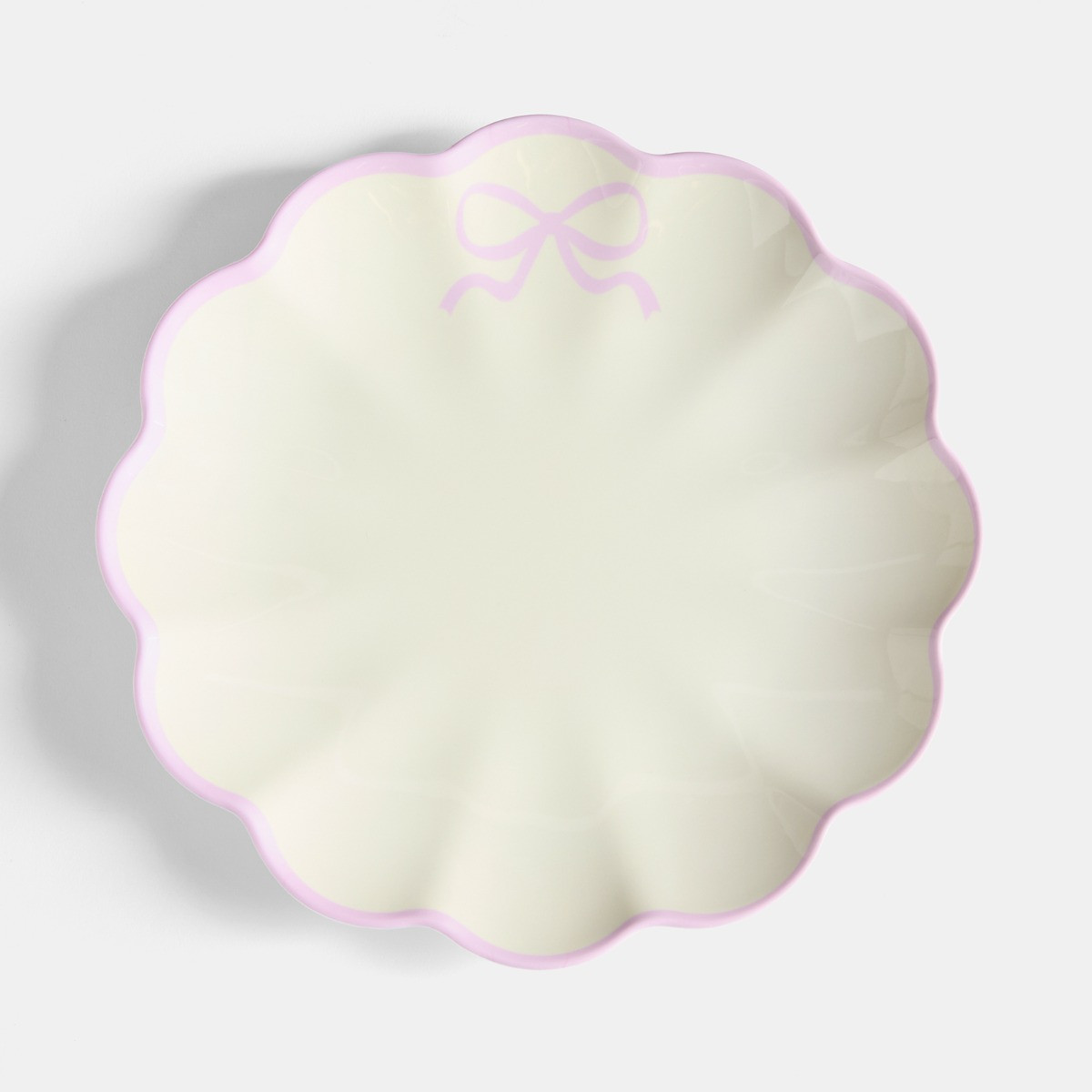 OHS 2 Pack Bow Scalloped Plate - Pink/White>