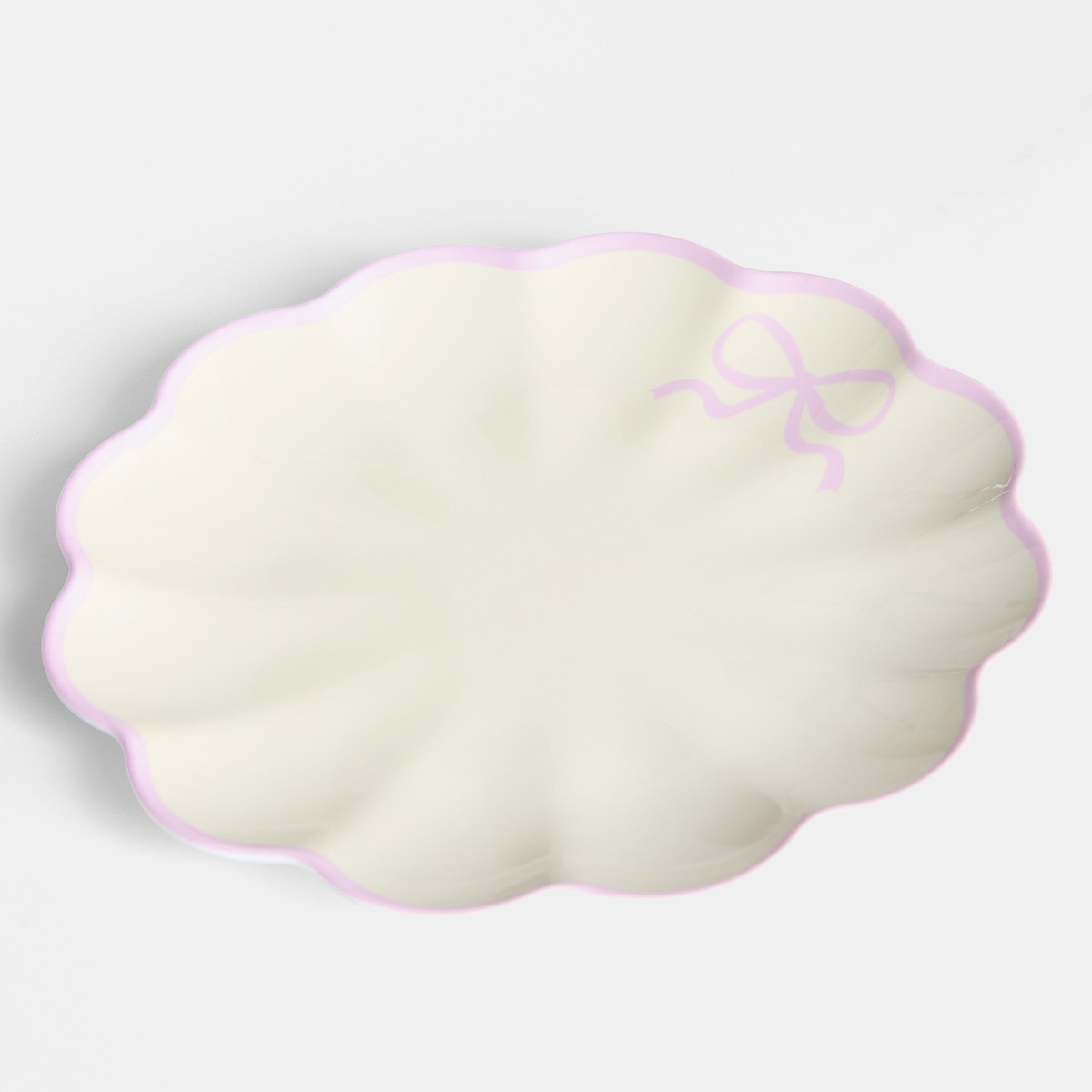 OHS 2 Pack Bow Scalloped Plate - Pink/White>