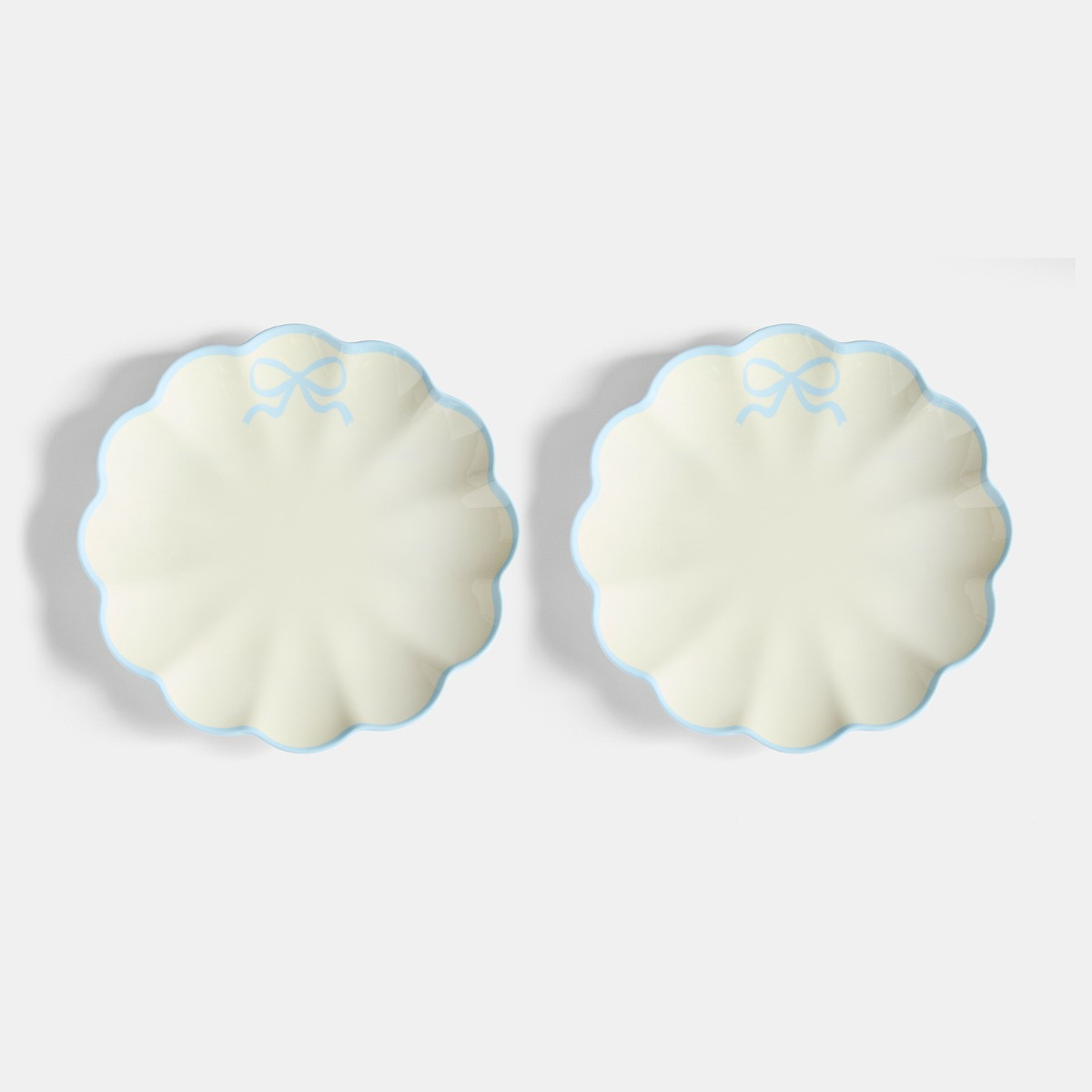 OHS 2 Pack Bow Scalloped Plate - Blue/White>