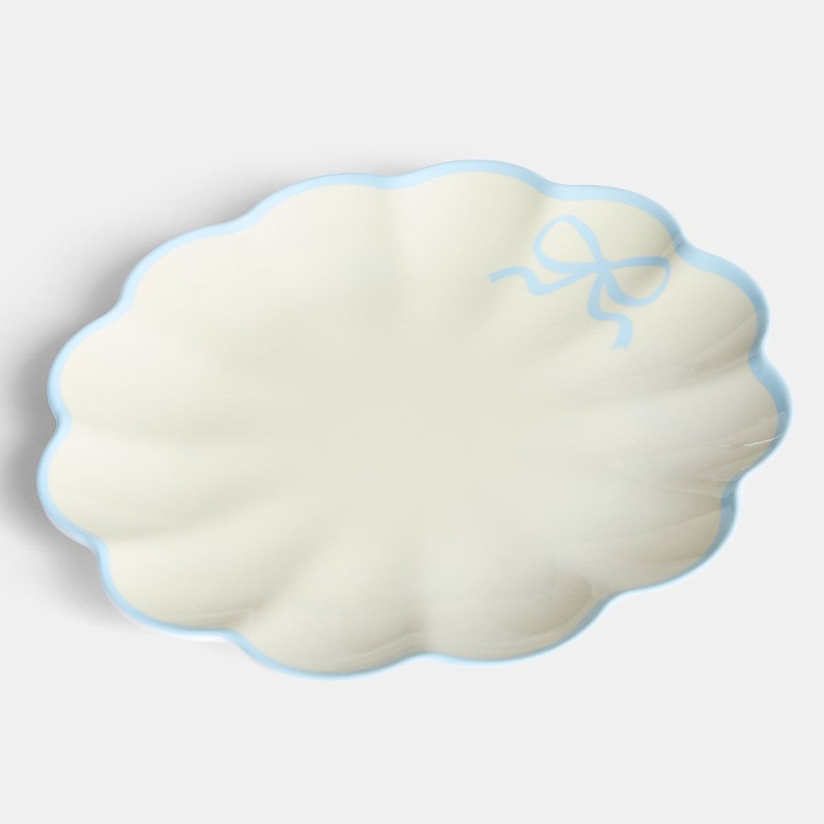 OHS 2 Pack Bow Scalloped Plate - Blue/White>