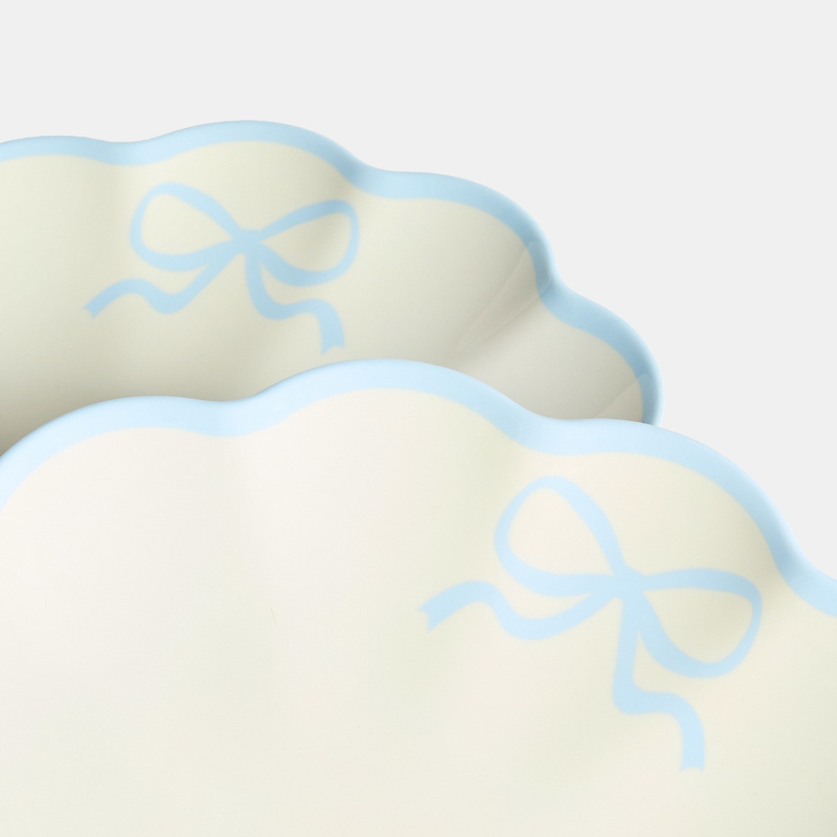 OHS 2 Pack Bow Scalloped Plate - Blue/White>