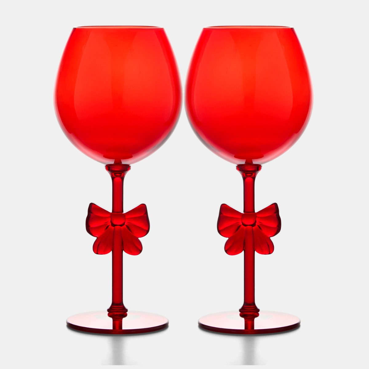 OHS Plastic Bow Wine Glasses, Red - 2 Pack>