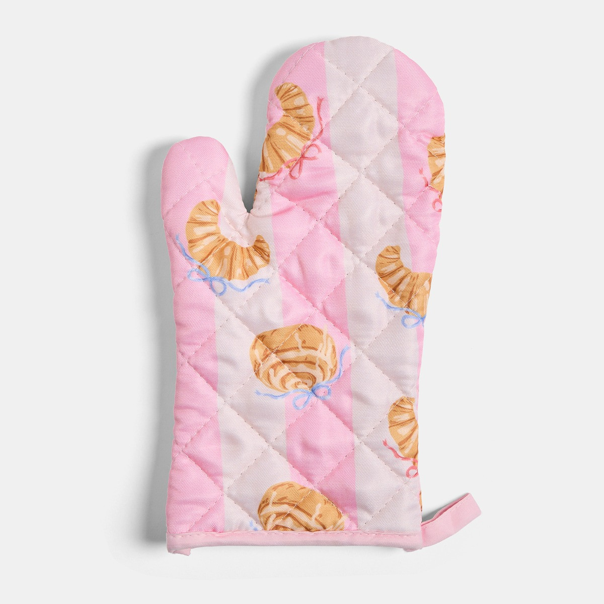 OHS Croissant Print Oven Mit & Pot Stand Set - Pink/White>